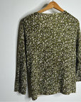 Garnet Hill 100% Merino Wool Green Brown Neutral Button Down Cardigan Sweater