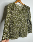 Garnet Hill 100% Merino Wool Green Brown Neutral Button Down Cardigan Sweater