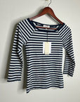Nation LA 100% Pima Cotton Danika Scoop Neck Tee - Navy City Stripe