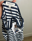 Nation LA 100% Pima Cotton Danika Scoop Neck Tee - Navy City Stripe