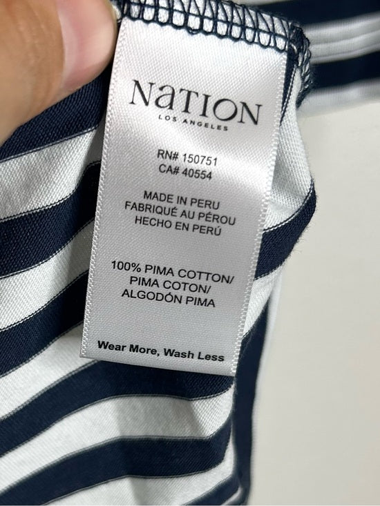 Nation LA 100% Pima Cotton Danika Scoop Neck Tee - Navy City Stripe