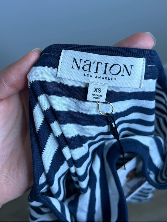 Nation LTD Nation LA 100% Pima Cotton Danika Scoop Neck Tee - Navy City Stripe - Cotton