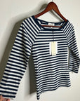 Nation LA 100% Pima Cotton Danika Scoop Neck Tee - Navy City Stripe