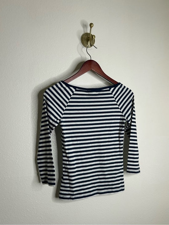 Nation LTD Nation LA 100% Pima Cotton Danika Scoop Neck Tee - Navy City Stripe - Cotton