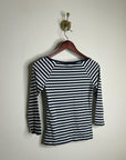 Nation LA 100% Pima Cotton Danika Scoop Neck Tee - Navy City Stripe