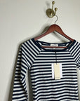 Nation LA 100% Pima Cotton Danika Scoop Neck Tee - Navy City Stripe