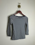 Nation LA 100% Pima Cotton Danika Scoop Neck Tee - Navy City Stripe
