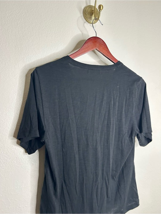 Nation LTD 100% Pima Cotton V - Neck Ruffle Blondie Short Sleeve Top