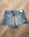 AG 100% Cotton Denim Distressed Bonnie Relaxed Cutoff Jean Shorts