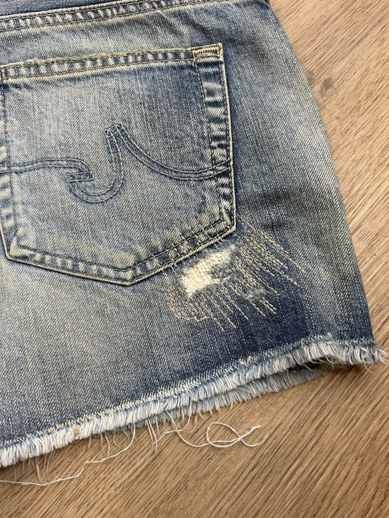 AG 100% Cotton Denim Distressed Bonnie Relaxed Cutoff Jean Shorts