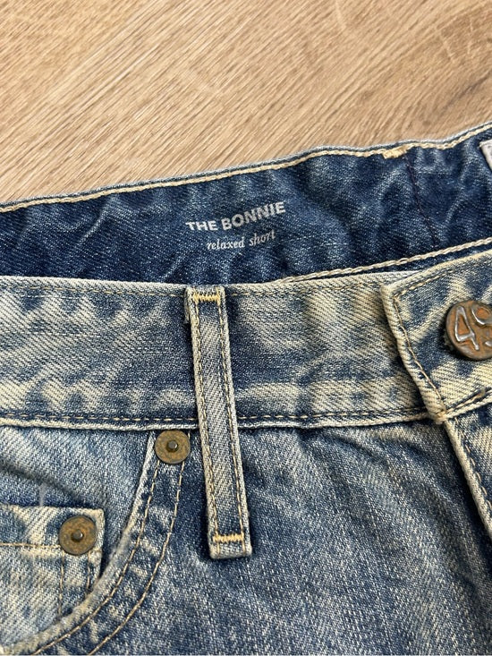 AG 100% Cotton Denim Distressed Bonnie Relaxed Cutoff Jean Shorts