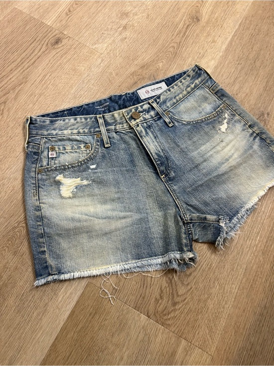 AG 100% Cotton Denim Distressed Bonnie Relaxed Cutoff Jean Shorts