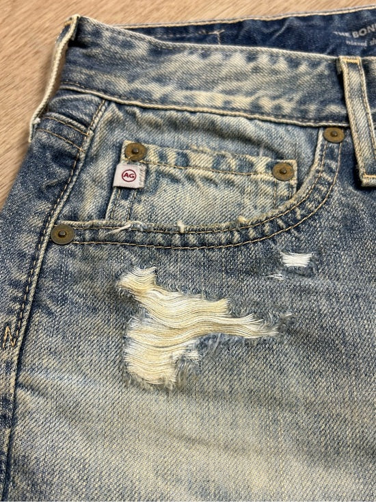AG 100% Cotton Denim Distressed Bonnie Relaxed Cutoff Jean Shorts