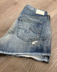 AG 100% Cotton Denim Distressed Bonnie Relaxed Cutoff Jean Shorts
