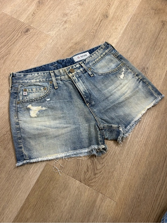 AG 100% Cotton Denim Distressed Bonnie Relaxed Cutoff Jean Shorts