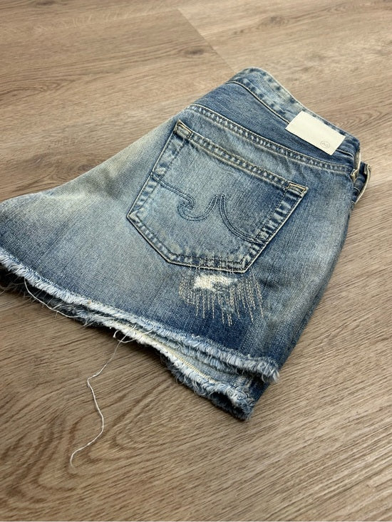 AG 100% Cotton Denim Distressed Bonnie Relaxed Cutoff Jean Shorts