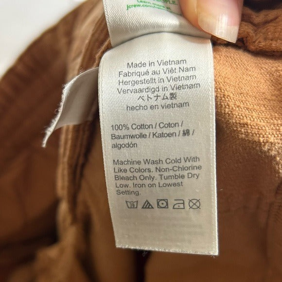 J. Crew 100% Cotton Tie Waist Camp Straight Leg Corduoory Pant