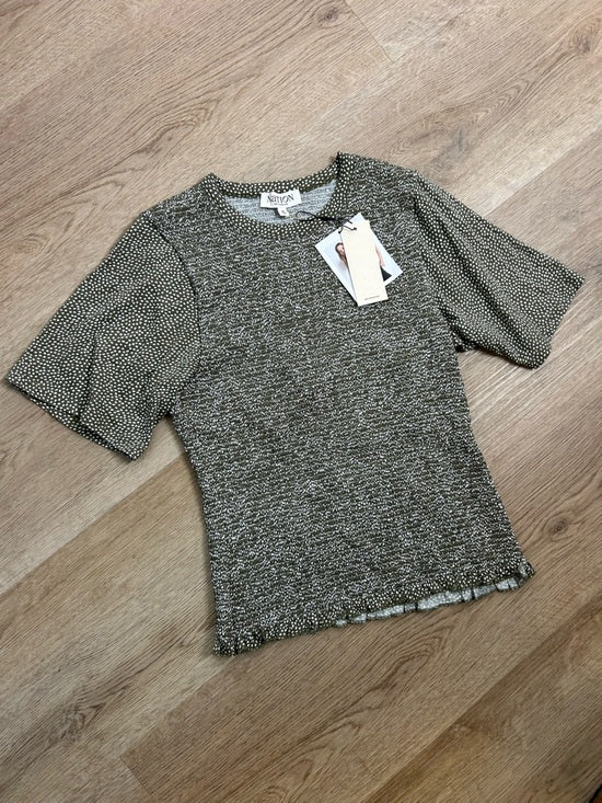 Nation LA 100% Pima Cotton Olivia Smocked Short Sleeve Green T - Shirt