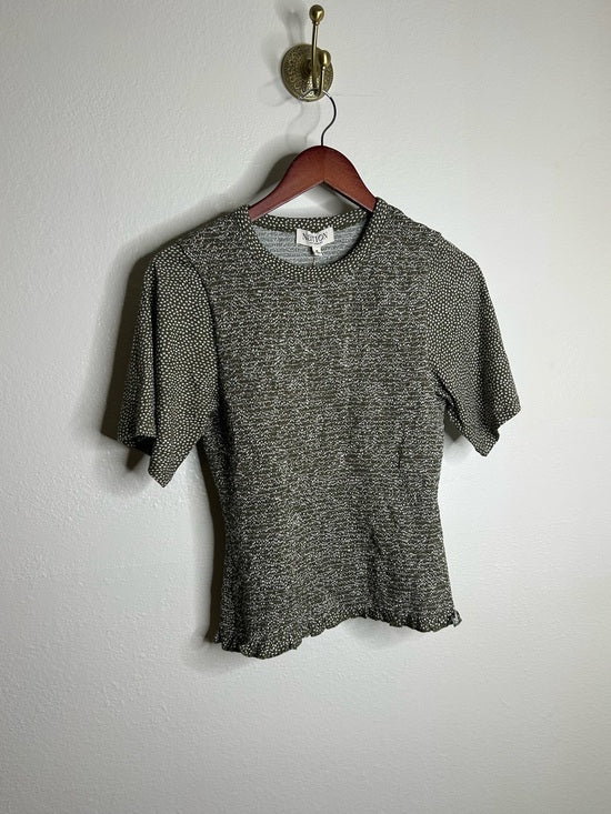 Nation LA 100% Pima Cotton Olivia Smocked Short Sleeve Green T - Shirt