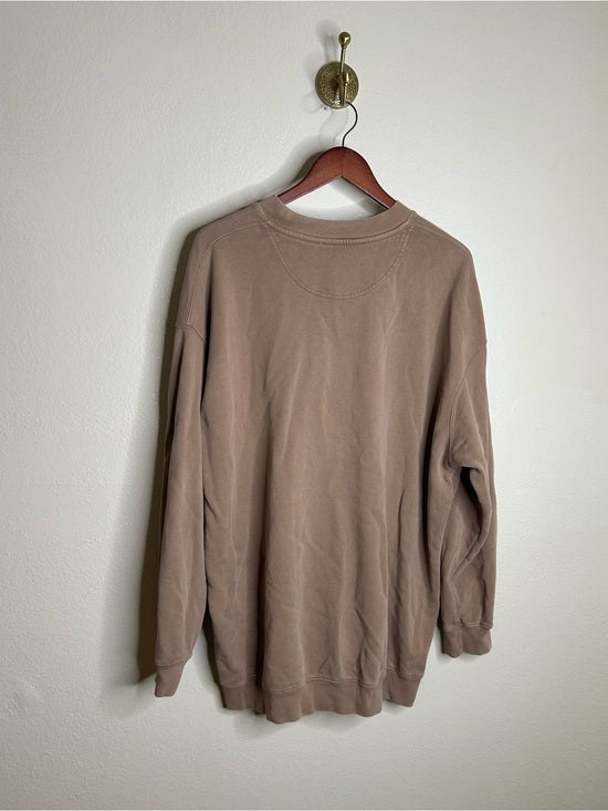 Anine Bing 100% Cotton Oversized Tyler 'BING' Spellout Sweatshirt in Tan