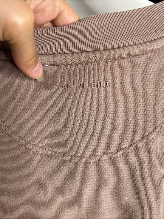 Anine Bing 100% Cotton Oversized Tyler 'BING' Spellout Sweatshirt in Tan