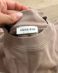 Anine Bing 100% Cotton Oversized Tyler 'BING' Spellout Sweatshirt in Tan