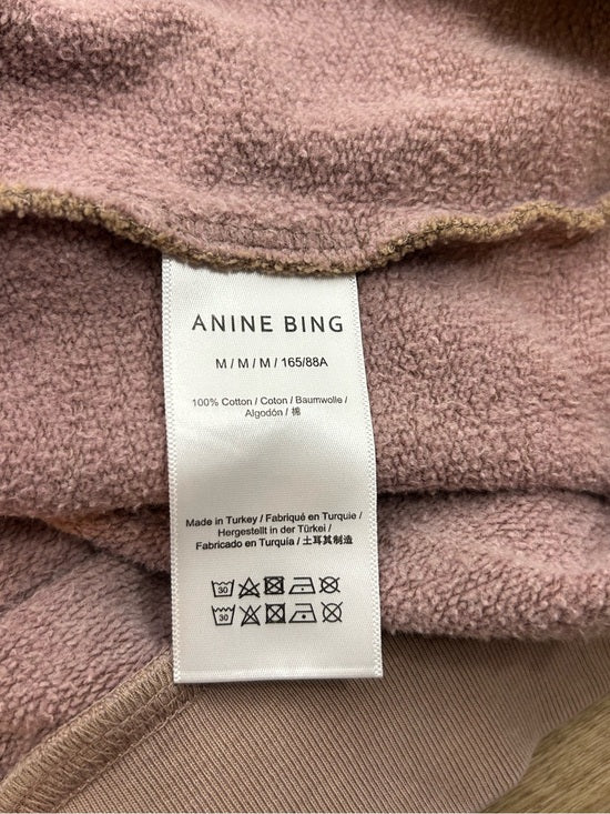 Anine Bing 100% Cotton Oversized Tyler 'BING' Spellout Sweatshirt in Tan