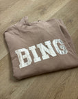 Anine Bing 100% Cotton Oversized Tyler 'BING' Spellout Sweatshirt in Tan