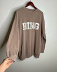 Anine Bing 100% Cotton Oversized Tyler 'BING' Spellout Sweatshirt in Tan
