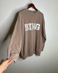 Anine Bing 100% Cotton Oversized Tyler 'BING' Spellout Sweatshirt in Tan