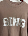 Anine Bing 100% Cotton Oversized Tyler 'BING' Spellout Sweatshirt in Tan