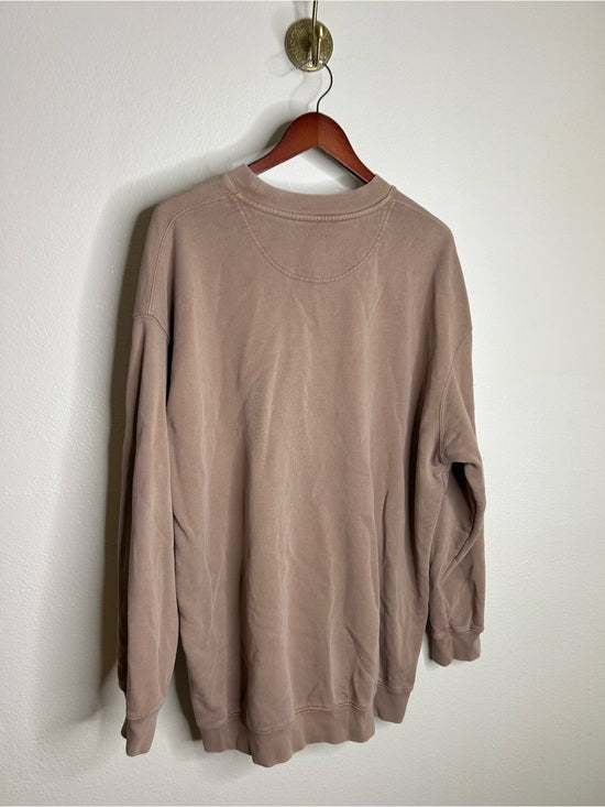 Anine Bing 100% Cotton Oversized Tyler 'BING' Spellout Sweatshirt in Tan
