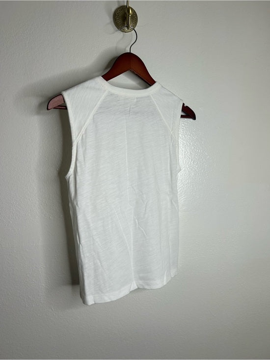 Nation LA 100% Cotton White Gold Button Davina Tank Top