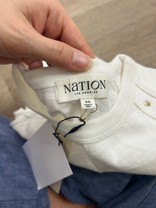 Nation LA 100% Cotton White Gold Button Davina Tank Top