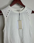 Nation LA 100% Cotton White Gold Button Davina Tank Top