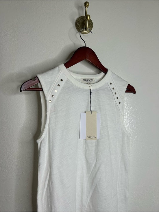 Nation LA 100% Cotton White Gold Button Davina Tank Top