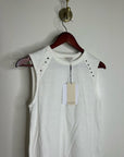 Nation LA 100% Cotton White Gold Button Davina Tank Top