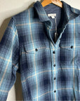 Outerknown 100% Organic Cotton Button Down Blanket Shirt Blue Plaid