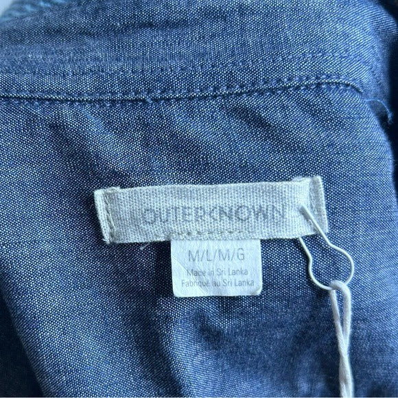 Outerknown 100% Organic Cotton Button Down Blanket Shirt Blue Plaid