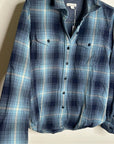 Outerknown 100% Organic Cotton Button Down Blanket Shirt Blue Plaid