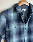Outerknown 100% Organic Cotton Button Down Blanket Shirt Blue Plaid
