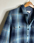 Outerknown 100% Organic Cotton Button Down Blanket Shirt Blue Plaid
