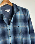 Outerknown 100% Organic Cotton Button Down Blanket Shirt Blue Plaid