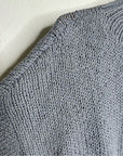 Eileen Fisher 100% Organic Cotton Thick Textured Knit Mock Neck Blue Sweater