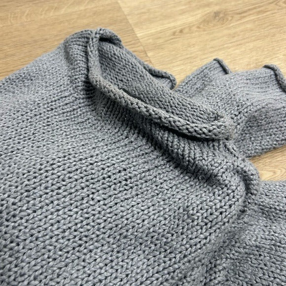 Eileen Fisher Eileen Fisher 100% Organic Cotton Thick Textured Knit Mock Neck Blue Sweater - Cotton