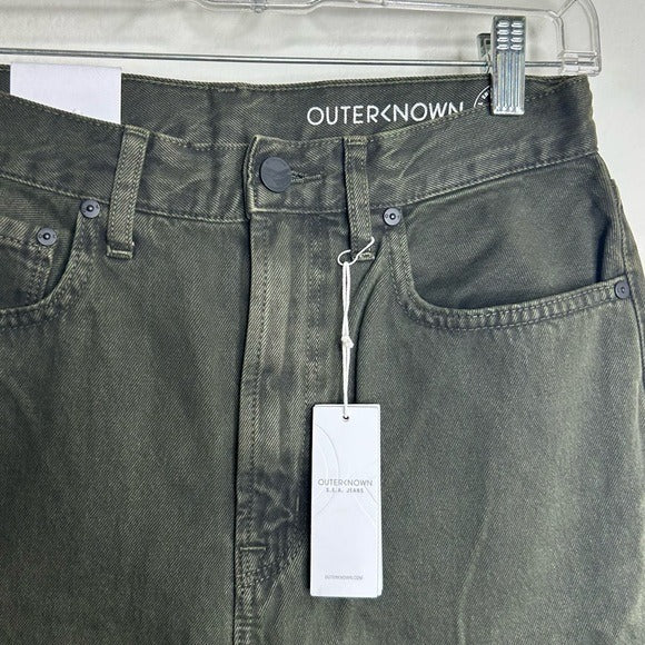 Outerknown Outerknown 100% Organic Cotton Green Straight Leg High Rise Jean - Cotton, Denim