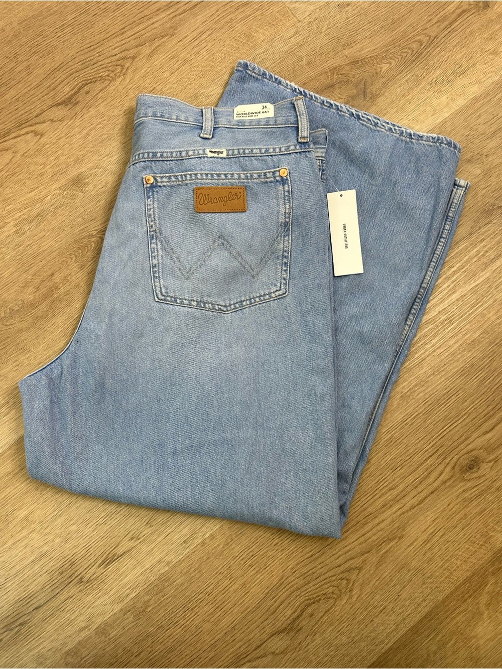 Wrangler 100% Cotton High Rise Wide Leg Worldwide 661 Soft Denim Jean