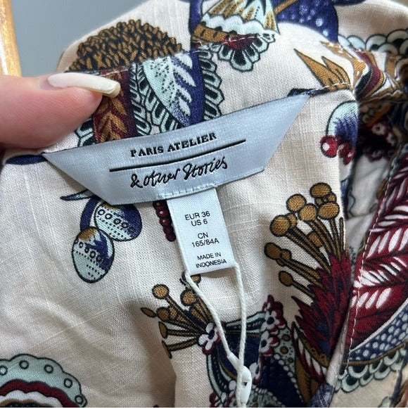 &amp; Other Stories 100% Cotton Neutral Crinkle Cotton Button Down Shirt