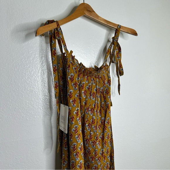 Ex Voto Ex - Voto 100% Cotton Block Print Bohemian Iris Sundress Maxi Flowy - Cotton