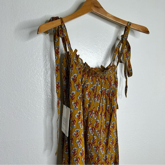 Ex Voto Ex - Voto 100% Cotton Block Print Bohemian Iris Sundress Maxi Flowy - Cotton